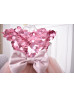 Pink Sequins Tulle Tea Length Flower Girl Dress
